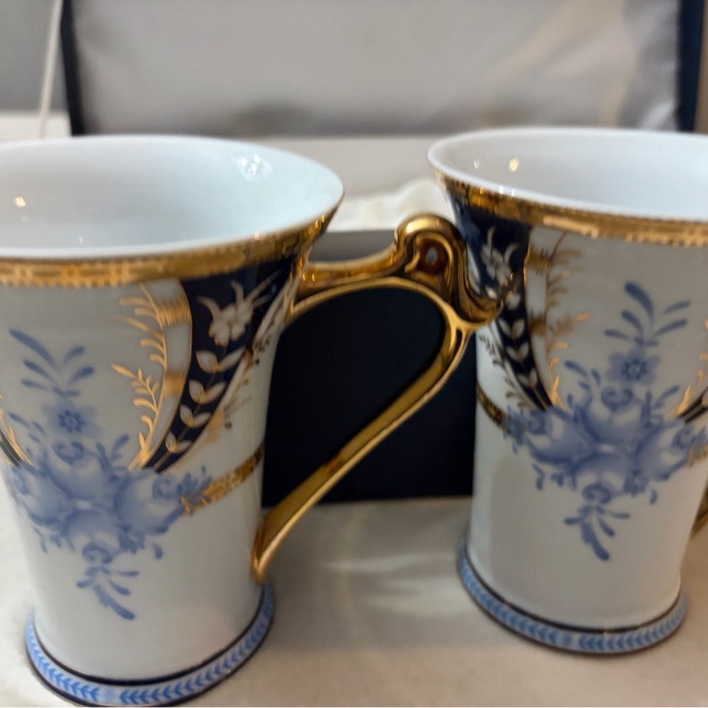 Sorelle Gold and Blue Porcelain Mugs - Picture 9 of 11